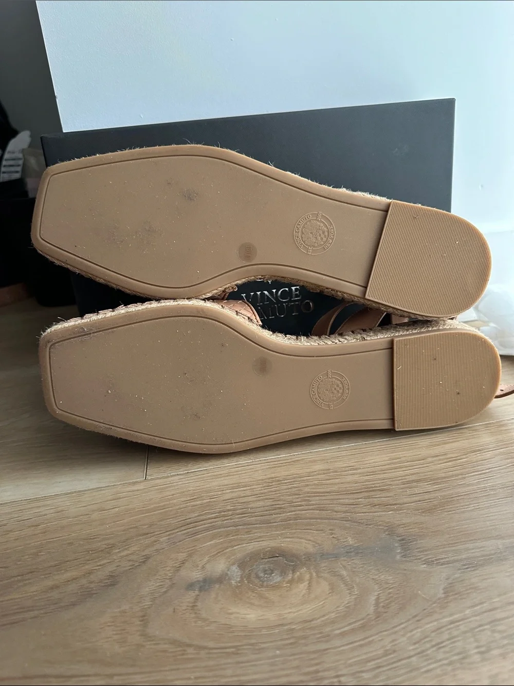 Vince Camuto Tan Woven Espadrille Ankle-Strap Sandals
